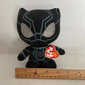 New Ty Marvel Black Panther Beanie Baby Plush Soft Toy - 6" Avengers With Tags